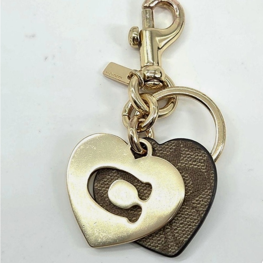 Coach Gold and Brown Heart Keychain